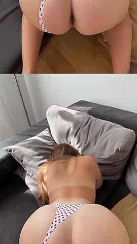 Pulled Aside Sexy Thong on Big Ass to Fuck Curvy Girl