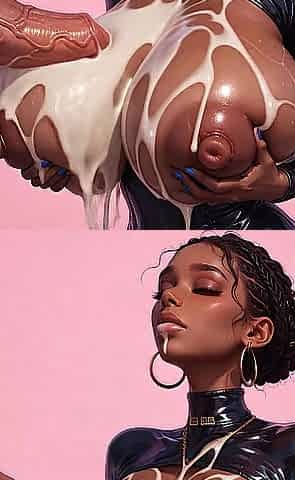 sexually excited ebony eighteen AI ladies play in front of the camera with their rigid teats and fat udders