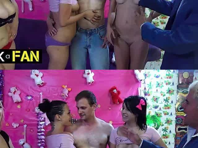 Fortunate Fan Pounds Three-some Unfathomable After Wet Fellatio Turns!
