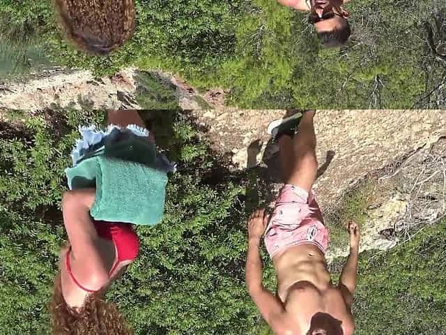 Sexy redhead MILF gets railed knees deep in seawater on a beautiful shore