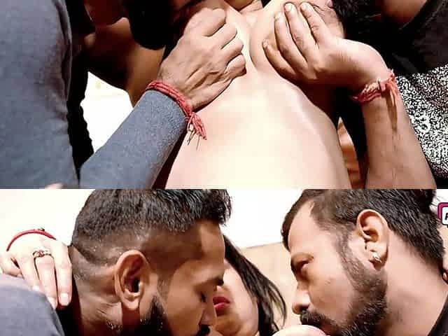 Hardcore Threesome Romantic Sex with Big Boobs Aunty