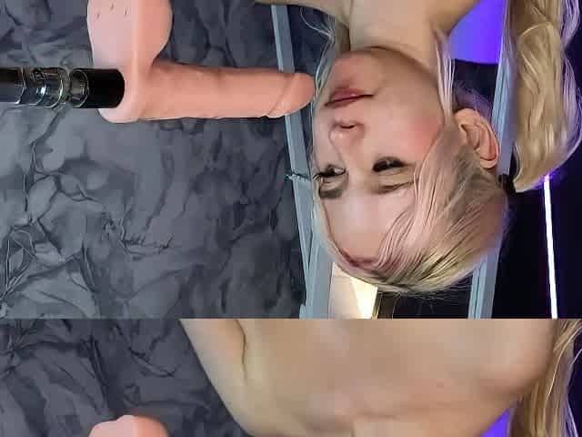 Blonde Babe Deepthroats Big Dildo