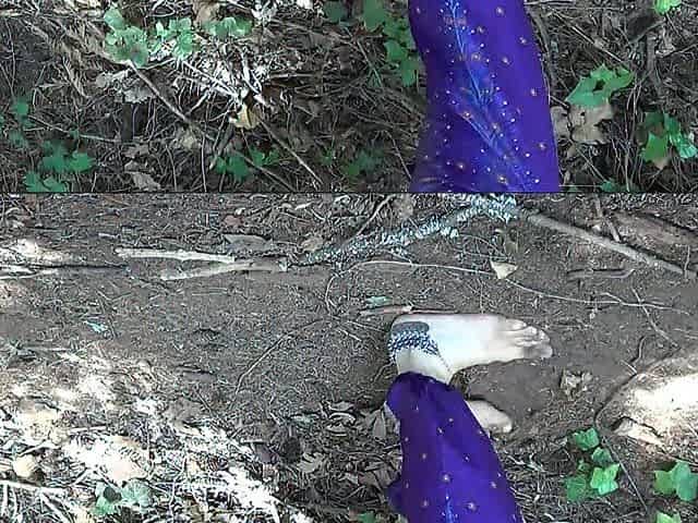 Barefooted In The Woods and Washing Feet in A Creek