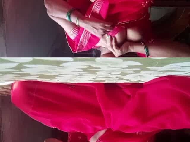 In Indian Lal Sari, Gudibhabhi Put Fingers in the Pink Color of Pussy and Tight Hole of Ass Hindi Audio