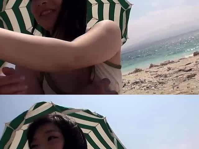 Japanese girl gets pussy fucked and creampied on beach