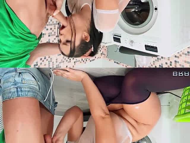 Gets Oiled Up And Properly Fucked In The Laundry Room With Charlie Dean And Sofia Rae