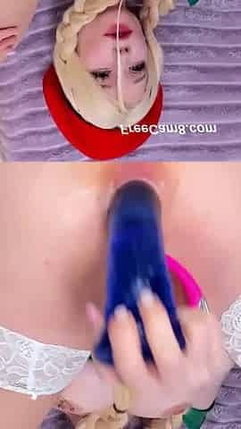 Fucking Her Pussy with That Thick Blue Toy