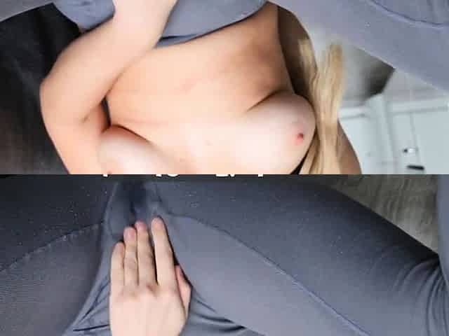 Wet Leggins Orgasm - Blonde Babe Cums on Webcam