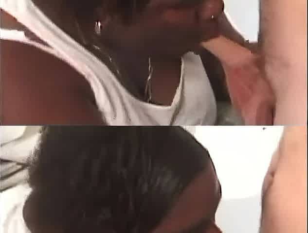 Large ebony woman takes takes 3 jocks at the same time