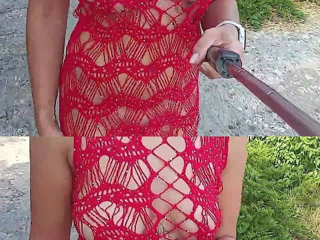 lace suit flashing titties and twat in public