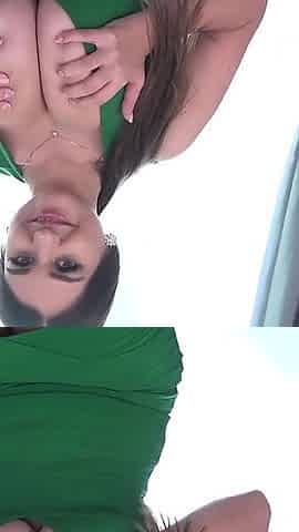 Stunning Brunette Demmy Blaze Shakes Her Big Tits Until They Pop Out Of Her Tight Dress