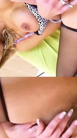Sexy blonde slut MILF with big boobs gets fucked by stranger man