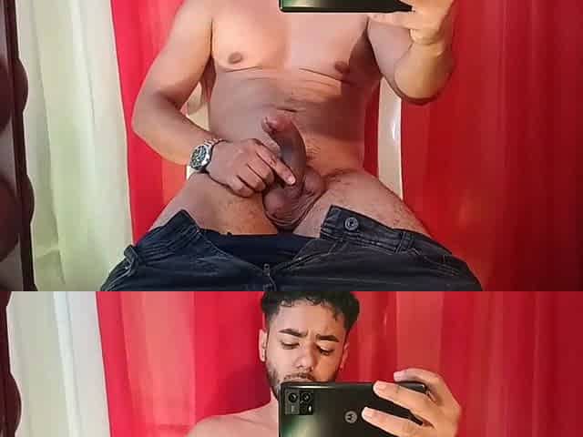 Dad Tomas smokes a cigarette and cums in front of the mirror