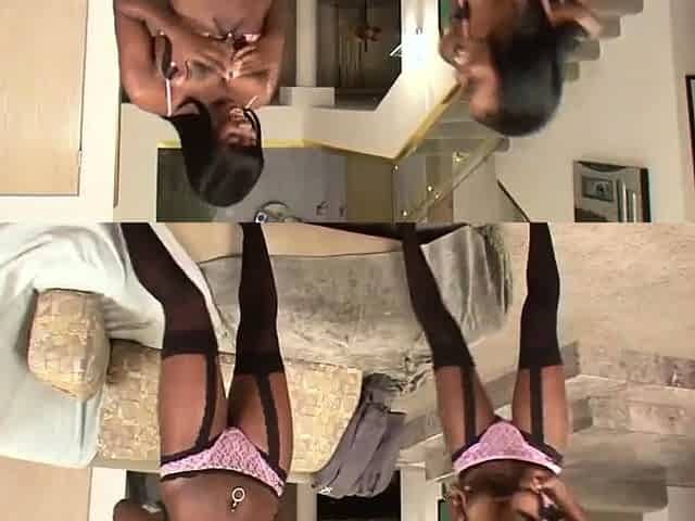 two ebony hookers in stockings milk black dick