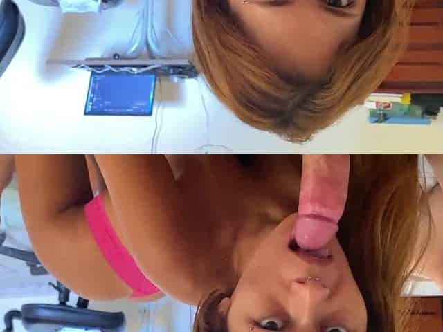 Stepsis suck my balls and cum in her throat