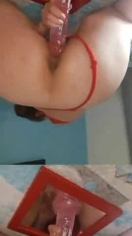 Spanish White Big Ass MILF Riding Dildo 25cm All the Way Down