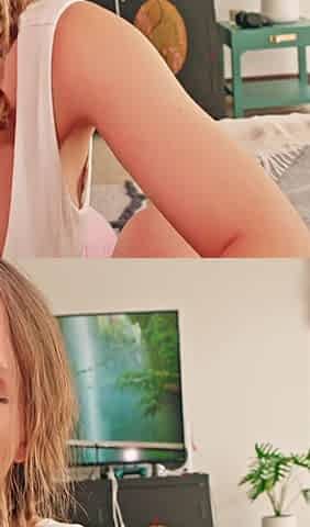 Broke Roommate Girl Pays Rent with Her Mouth & Pussy - While Talking to Boyfriend on Phone!