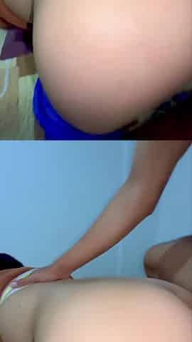 Large-assed woman gives rich groans, receives a spunk flow in her butt