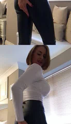 Busty curly brunette with big boobs fucks on couch