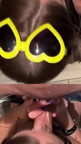 Lucky Nerd Creampies Cute E-girl in Comic Con Bathroom