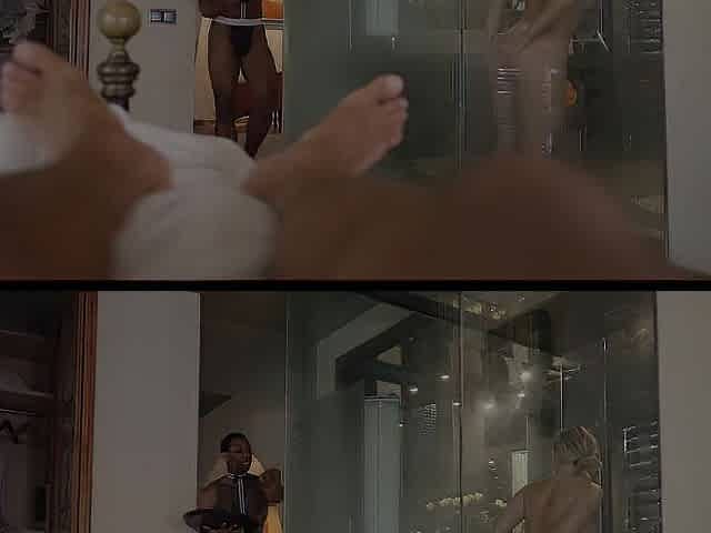 FRENCH TIKTOKER GETTING SCREWED ON A SHOWER BY THE EBONY WAITER ON A SWINGER PARTY