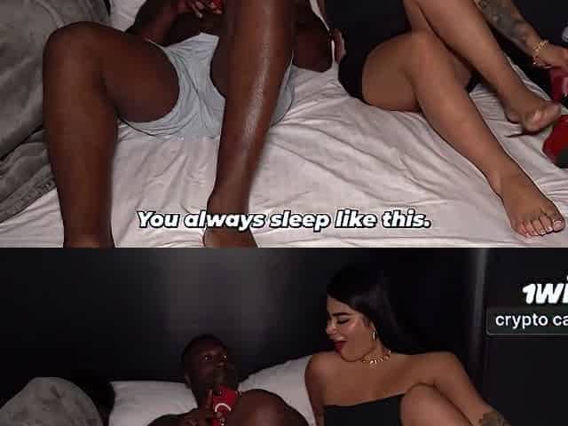 Issane sneaks in to gargle Xander's black cock, super warm porn!
