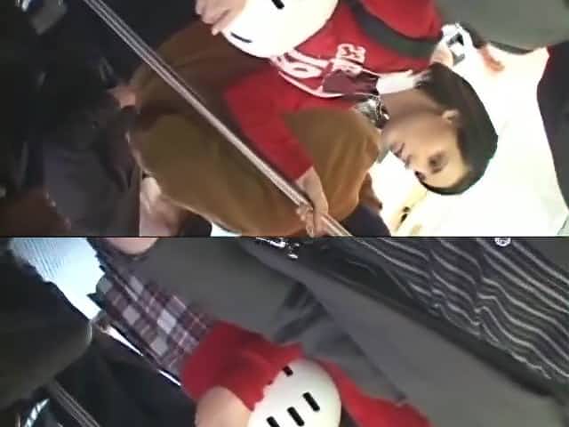 White School teenage in uniform groped in Bus Public
