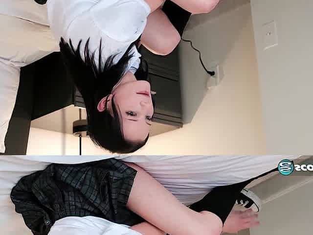 Sexy Schoolgirl Mercedes Mac Jiggles Her C-Cups and Fingers Her Vagina