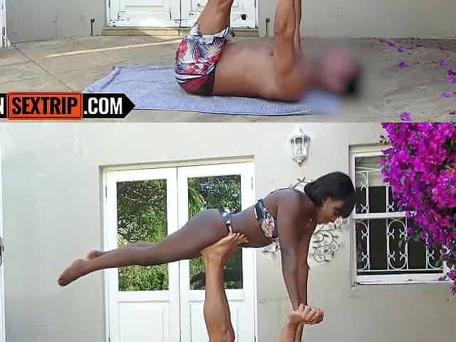 This TAUT BLACK was doing yoga outside... I ended up pounding her vagina unfathomable & hard