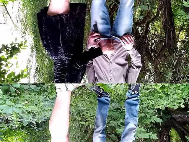 Bent over and screwed mother in law doggy position outdoors in the park