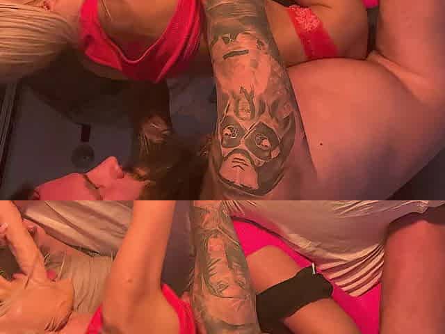 Slender blond plays with 2 toys in her throat and gets drilled hard