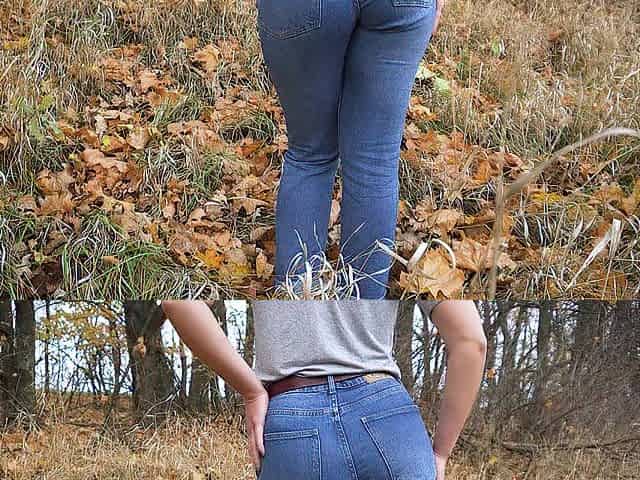 mother I'd like to fuck In Blue Jeans Teases Her Astounding Booty Outdoors