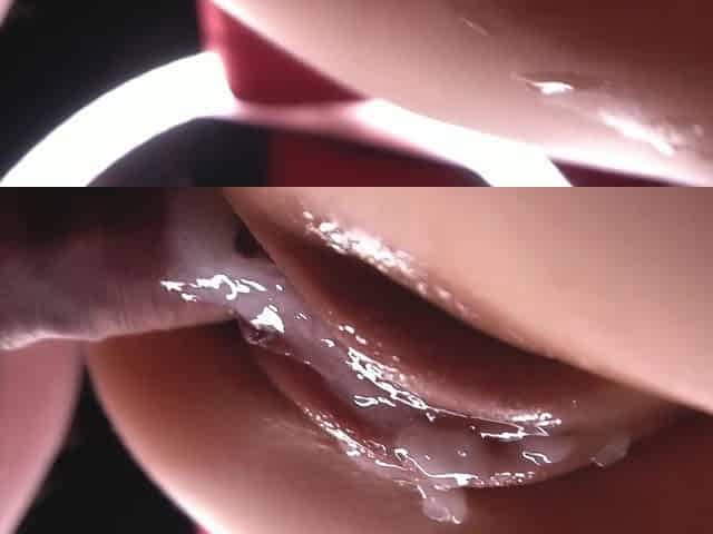 CLOSE-UP! Complete pussy covered in thick cum. Fat creampie