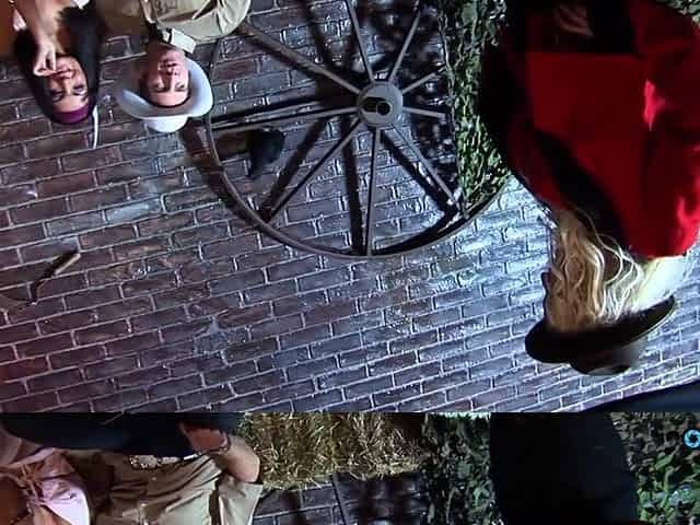 Curvy milfs nailed by 2 cowboys at a barn in a superb gangbang action