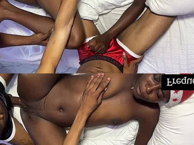 Threesome Fucking on Christmas Day