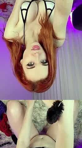 Sexy amateur redhead teen double dildo action