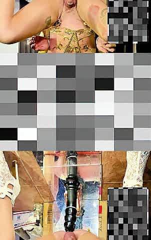 TS SISSY CUTIE GOLDEN CORSET STOCKING OUTSIDE Riding Large Ebony Sex toy