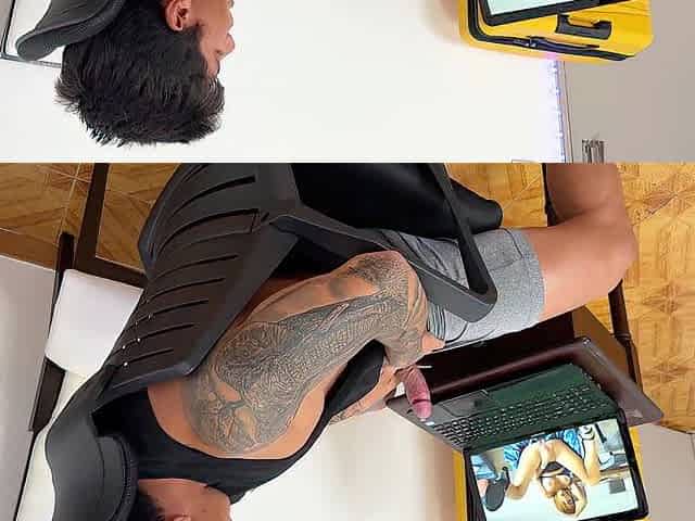 Pornstar steps without the computer screen to please her lustful fan