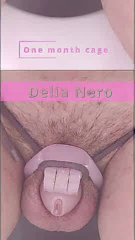 Delia gets sissygasm after one month in chastity