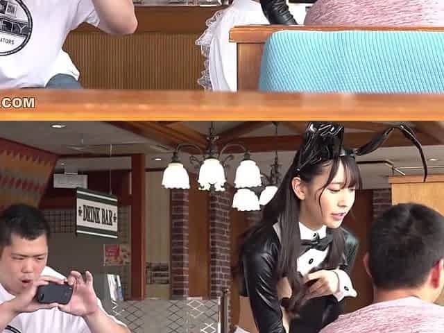 Japanese Babe wearing revealing bunny suit having sex