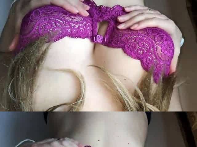 Busty Milf Tries on a Purple Bra