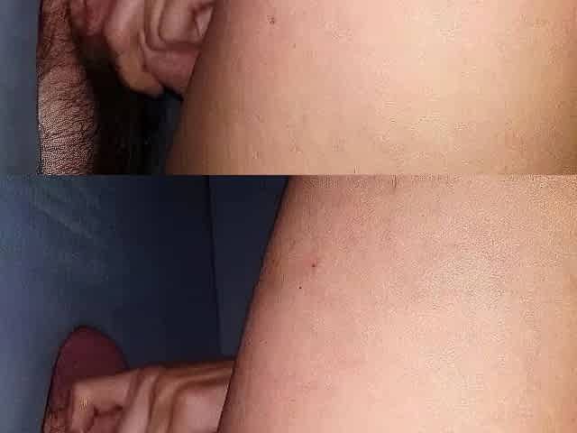 Natural busty blonde in glory hole blowjob