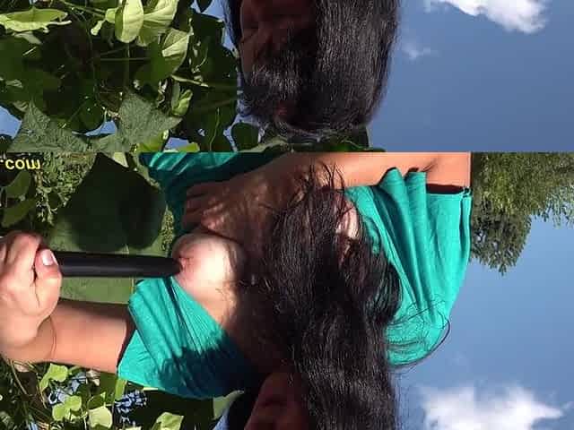Hairy chubby MILF outdoor video