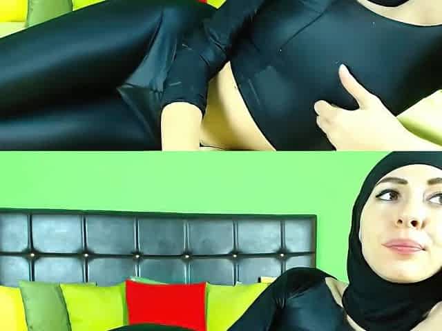 Pretty Muslim Woman Poses In Sexy Black Outfit In Front Of The Cam And Her Feet