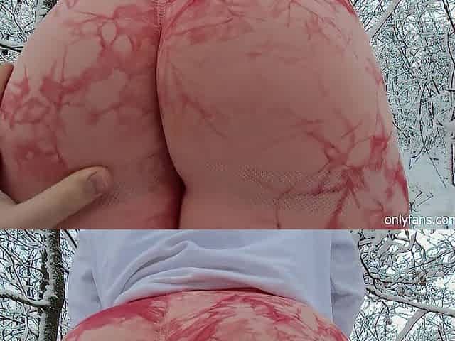 Met in the Woods this Large Butt Honey in Constricted Leggings