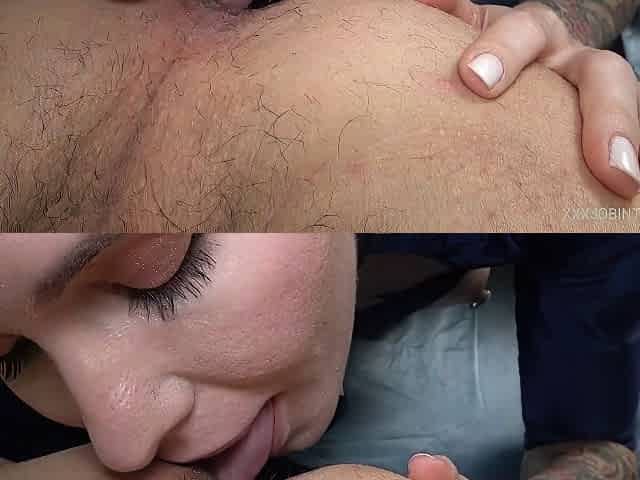 Skinny Sultry Stewardess Eats Anal Creampie