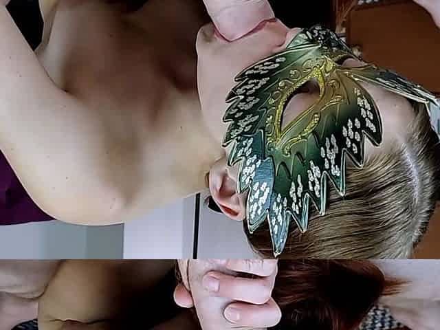 Amateur student blowjob on the balcony pov