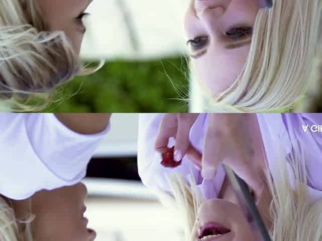 Sensual blondes radiate passionate outdoor fire through intense desire