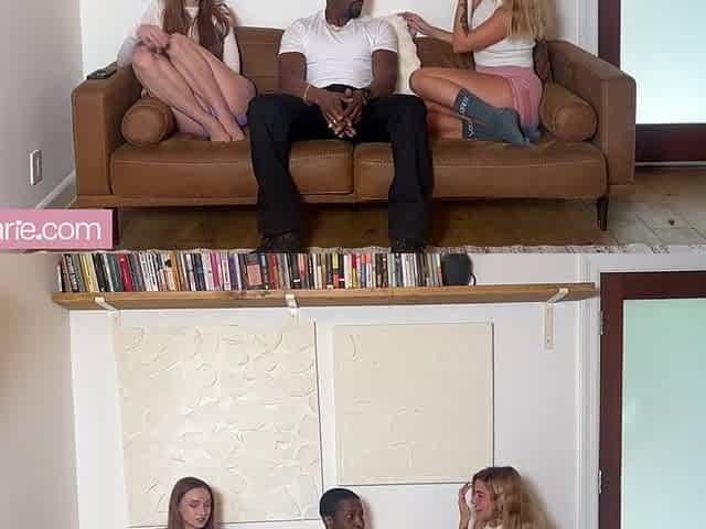 Breasty Marvelous GFs Share Large Ebony Knob In Wild Three-some!