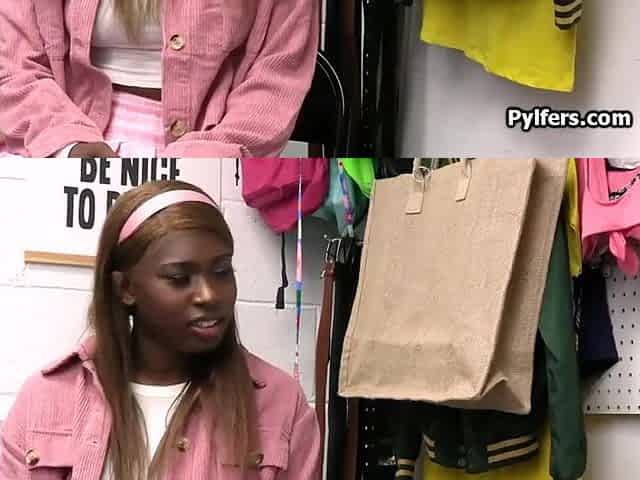 Mall cop dives unfathomable in black snatch after catching her stealing